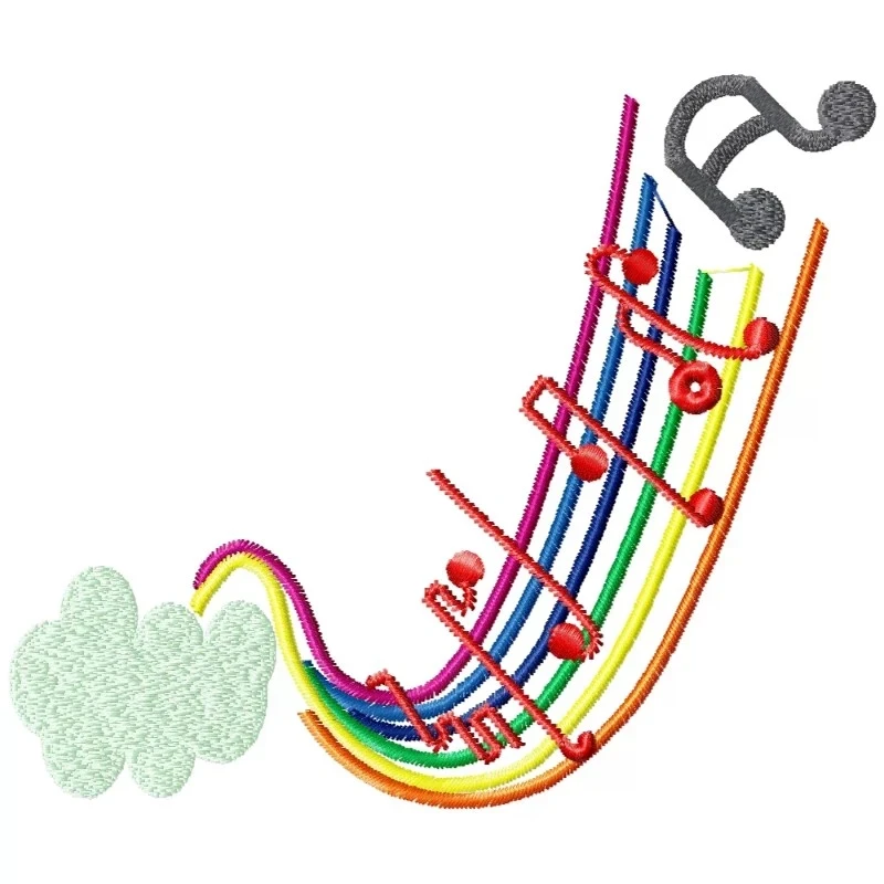 Musical Rainbow With Cloud Machine Embroidery Design Musical Rainbow With Cloud Machine Embroidery Design