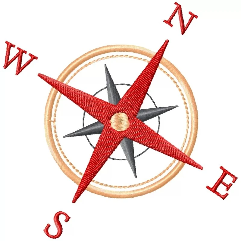 Nautical Compass Machine Embroidery Design