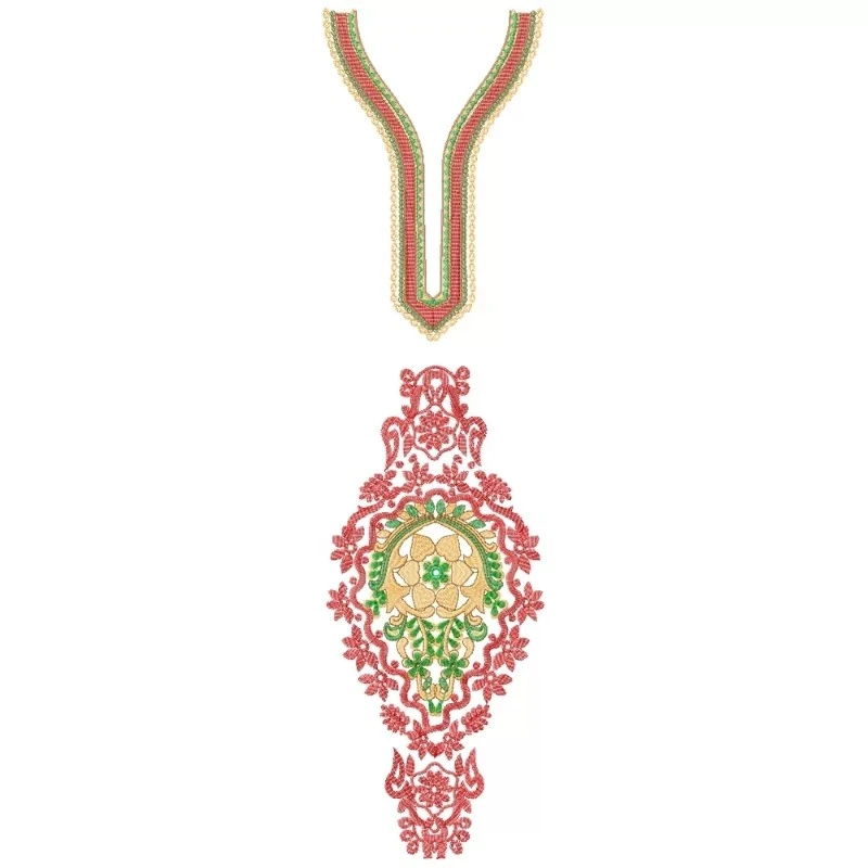 Neckline With Large Butta Embroidery Design Neckline With Large Butta Embroidery Design