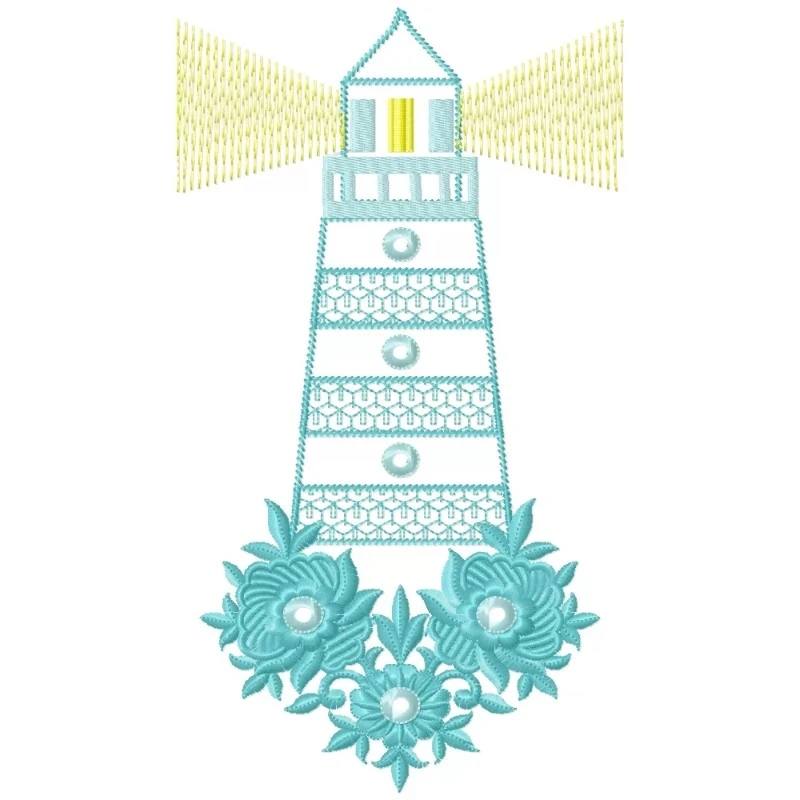 New Lighthouse Floral Machine Embroidery Design