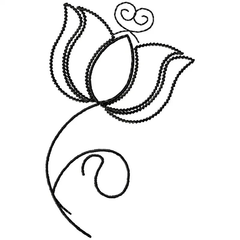 New Outline Lotus Embroidery Design