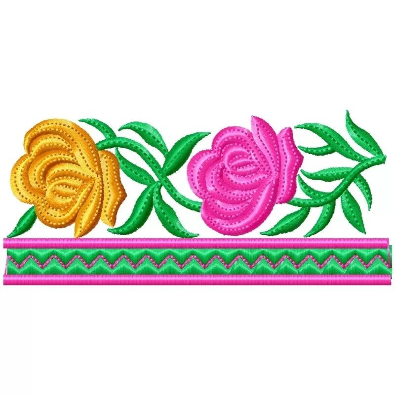 New Rose Flower Embroidery Border 5x7 Design