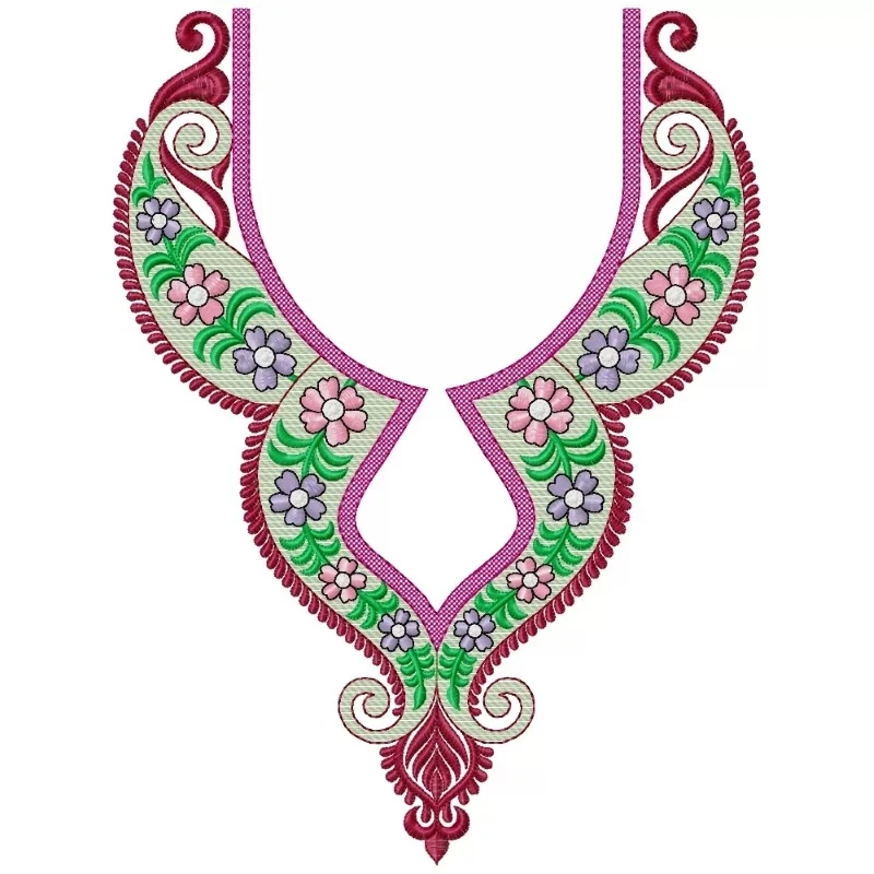 Old Indian Neckline Embroidery Design For Machine