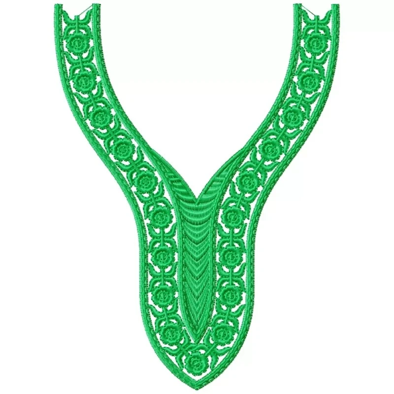 One Color Long Neckline Embroidery Design One Color Long Neckline Embroidery Design