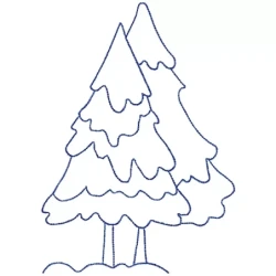 Outline Christmas Trees Embroidery Design
