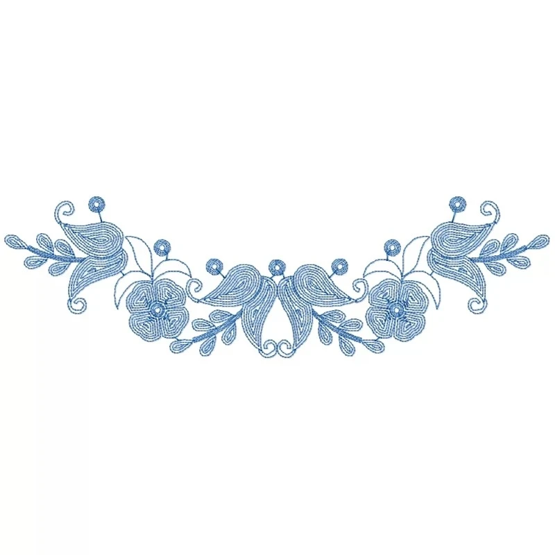 Outline Flower And Paisley Neckline Embroidery Design Outline Flower And Paisley Neckline Embroidery Design