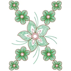 Outline Flowers Indian Embroidery Design