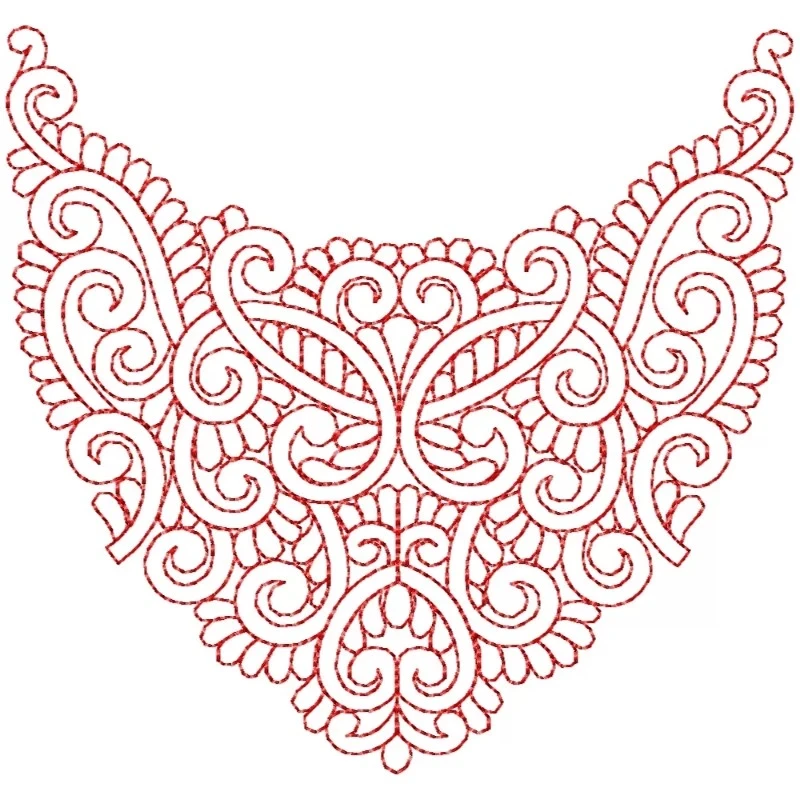 Outline Lineart Neckline Embroidery Design