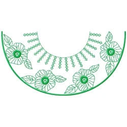 Outline Motif Neckline Embroidery Flower Design