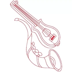 Outline Music Instruments Embroidery Design
