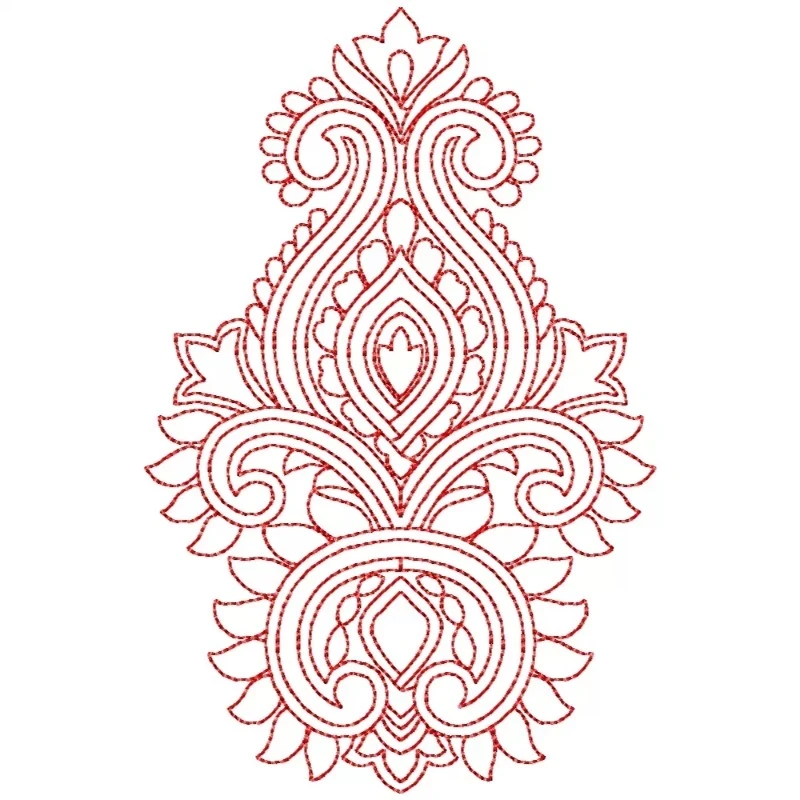 Outline Redwork Butta Design