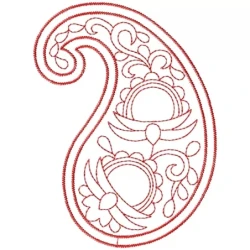 Outline Work Paisley Embroidery Design