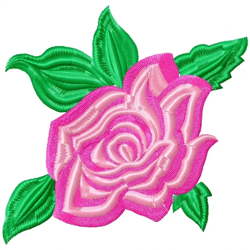 Pink Rose Embroidery Design