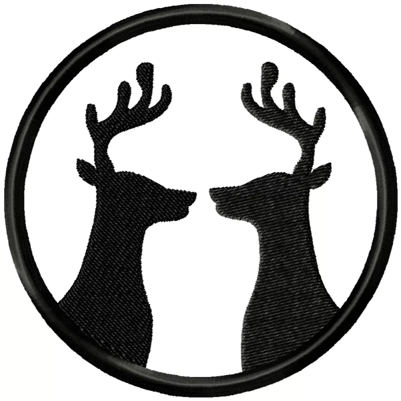Silhouette Pair Of Deers' Heads Embroidery Design