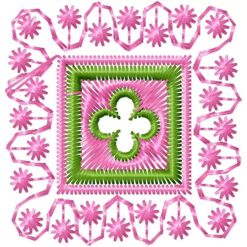 Small Embroidery Design Floral Block