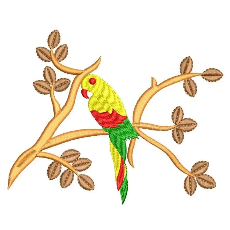 Colorful Indian Parrot Embroidery Design