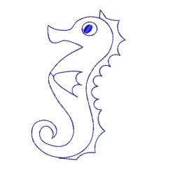 Kids Sea Horse Outline Embroidery Design