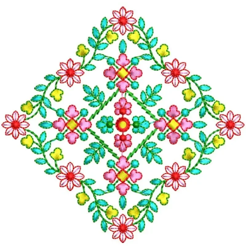 Floral Napkin Placement Embroidery Design Floral Napkin Placement Embroidery Design