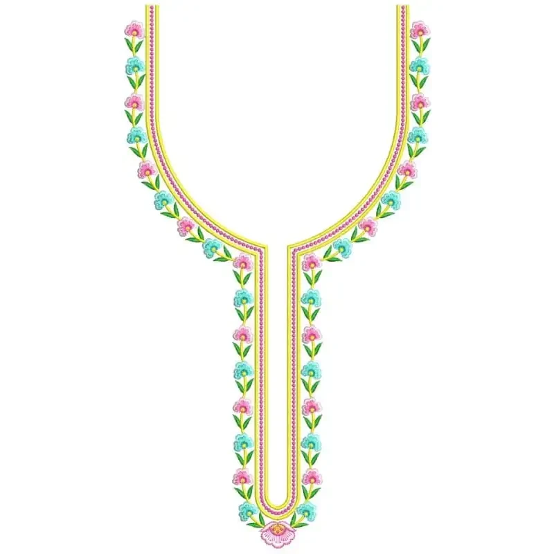 Colorful Long Indian Neckline Embroidery Design