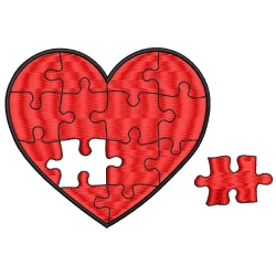 Heart Puzzle Embroidery Design