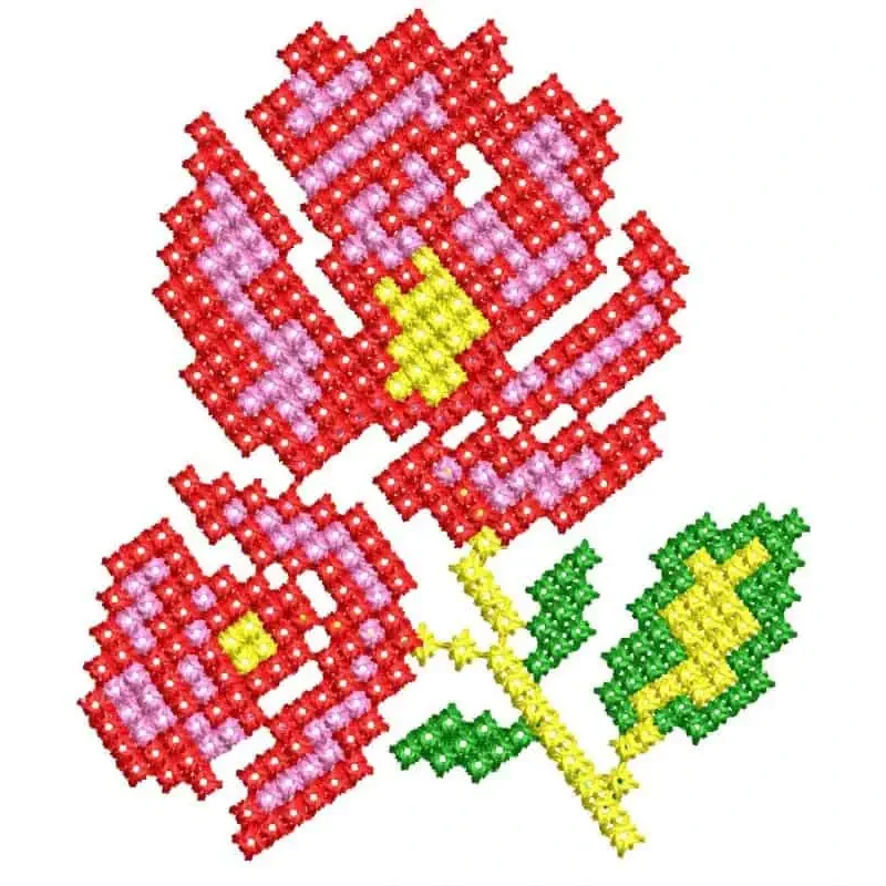 Cross Stitches Roses Embroidery Design