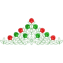 Red & Green Bloom Motif with Leaves Embroidery Freebie