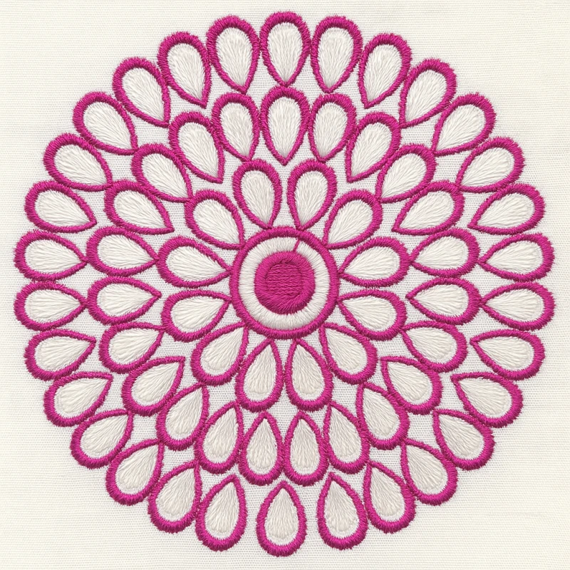 Pink and White Petal Mandala Embroidery Freebie